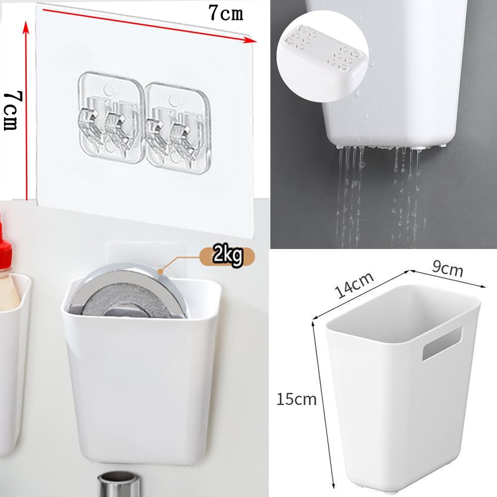 4 Piece Kitchen Cabinet Door Storage Box,Self Adhesive Wall Mounted Storage