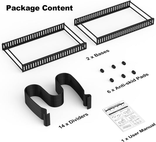 Rack for Cabinet, Expandable Pot Lid Organizer with 14 Adjustable Dividers