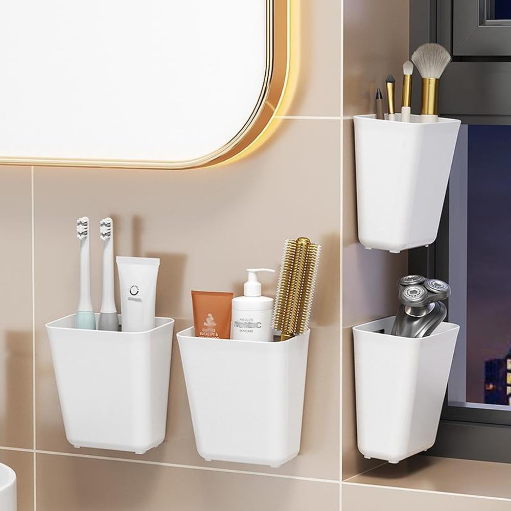 4 Piece Kitchen Cabinet Door Storage Box,Self Adhesive Wall Mounted Storage