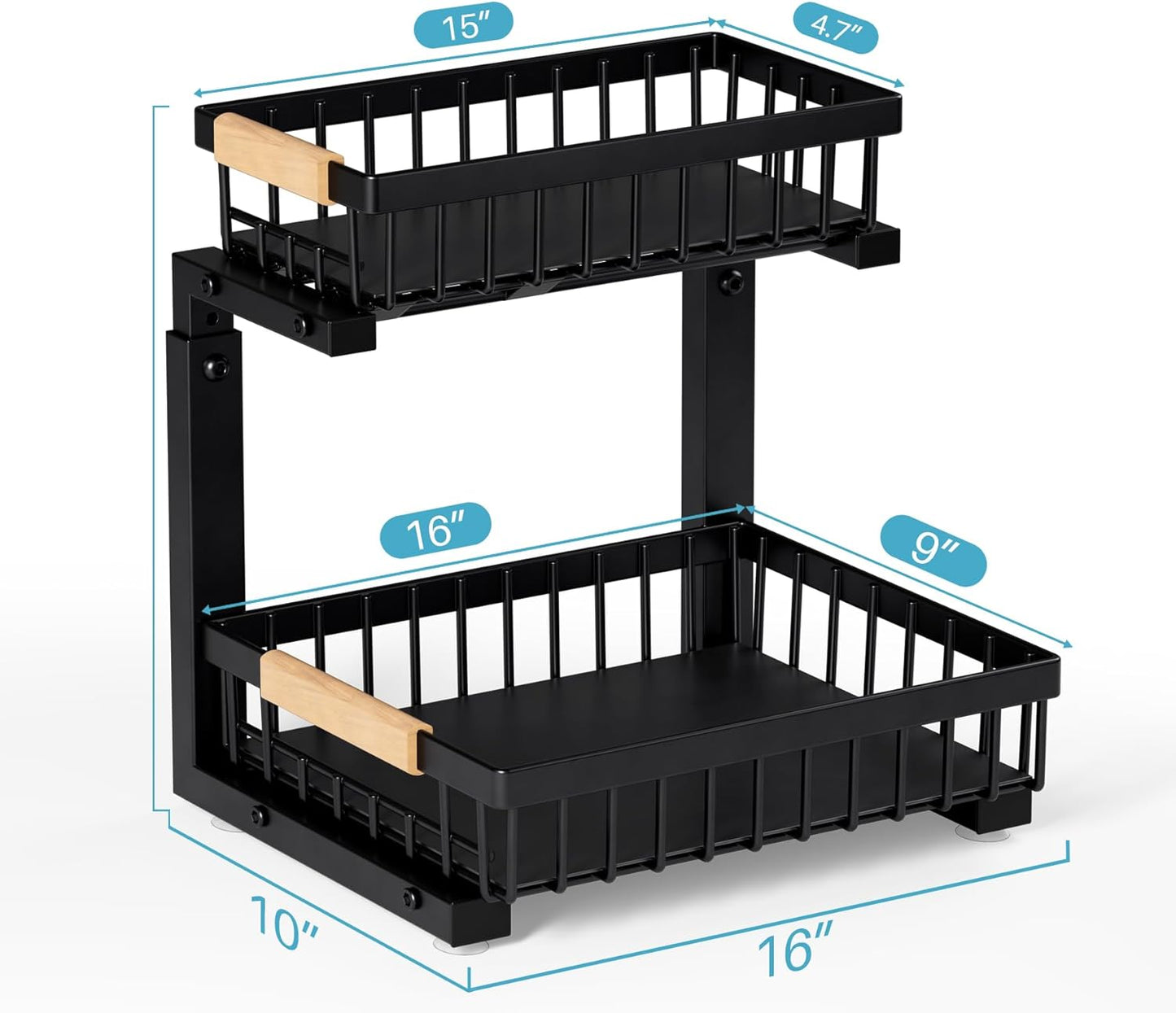 Under Sink Organizer,2 Packs 2 Tier Sliding Pull Out Cabinet Storage Shelf