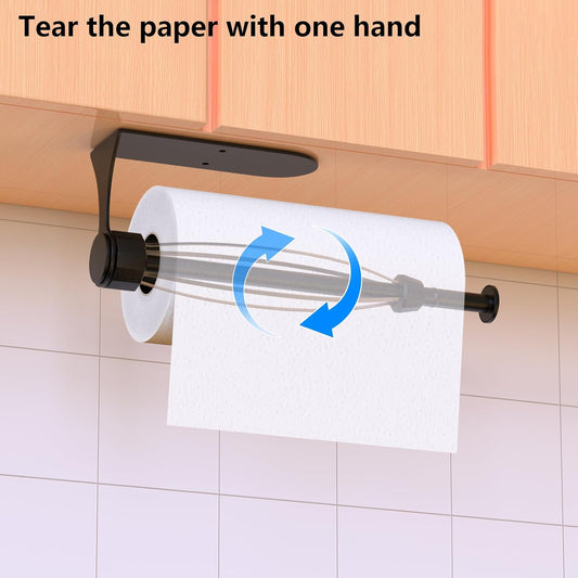 Adhesive Paper Towel Holder Under Cabinet, Single Hand Operable