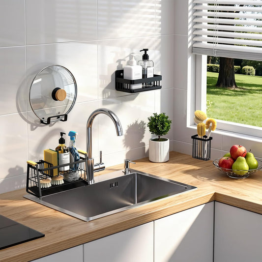 Housolution Sponge Holder for Kitchen Sink, 2-Tier Sink Caddy Organizer