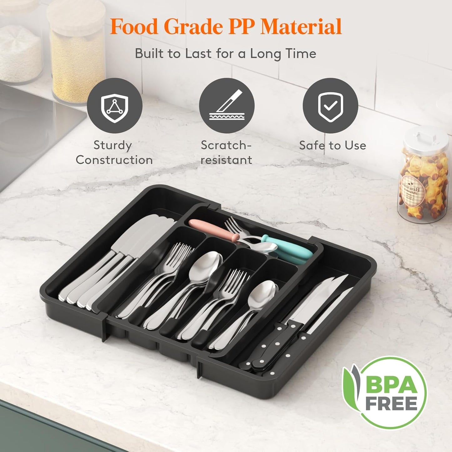 Simple Houseware Expandable Cutlery Drawer Organizer & Silverware Tray