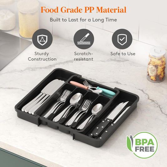 Simple Houseware Expandable Cutlery Drawer Organizer & Silverware Tray