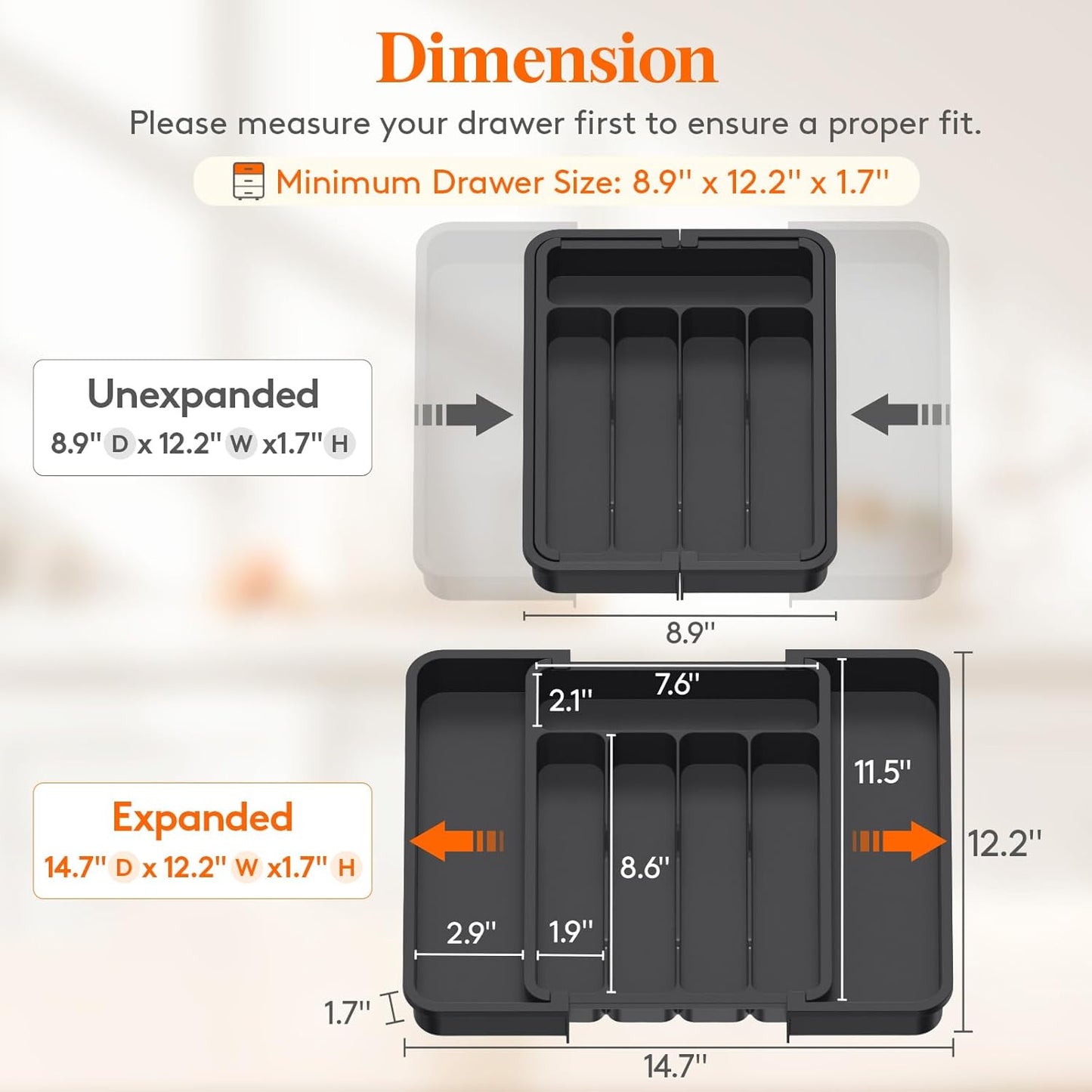 Simple Houseware Expandable Cutlery Drawer Organizer & Silverware Tray