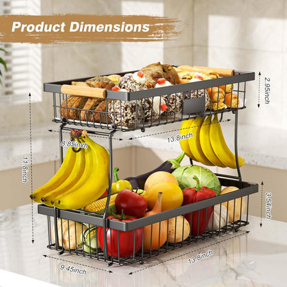 2 Tier Fruit Basket for Kitchen Counter