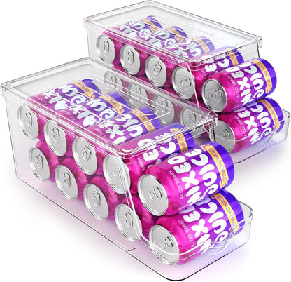 Soda Can Dispenser for Refrigerator with Lids