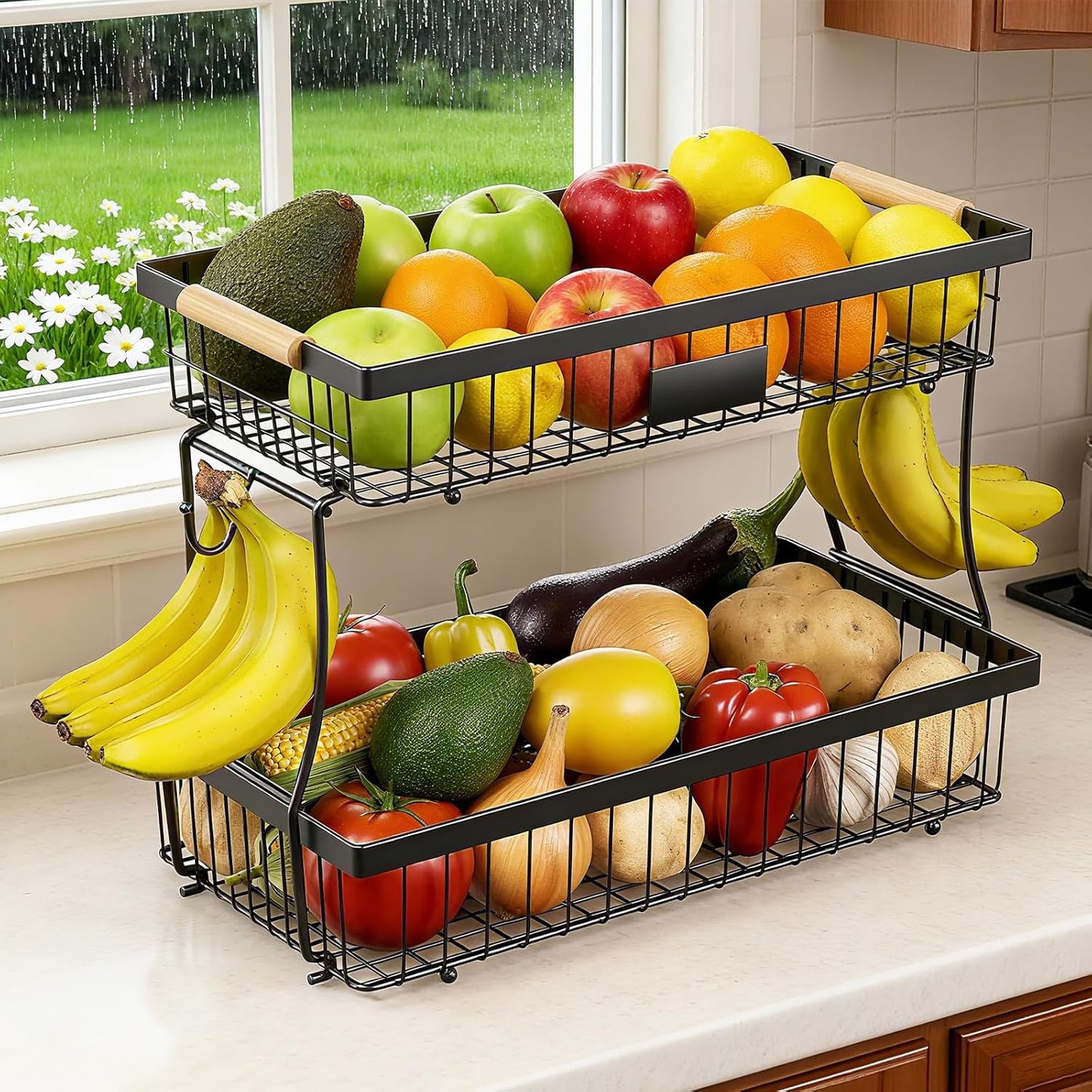 2 Tier Fruit Basket for Kitchen Counter