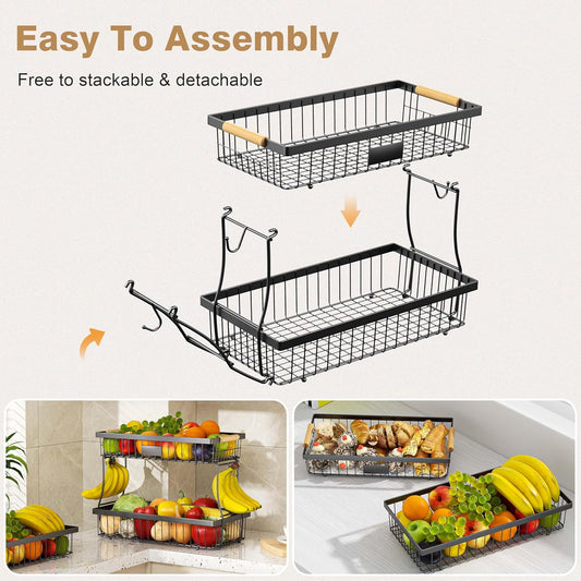 2 Tier Fruit Basket for Kitchen Counter